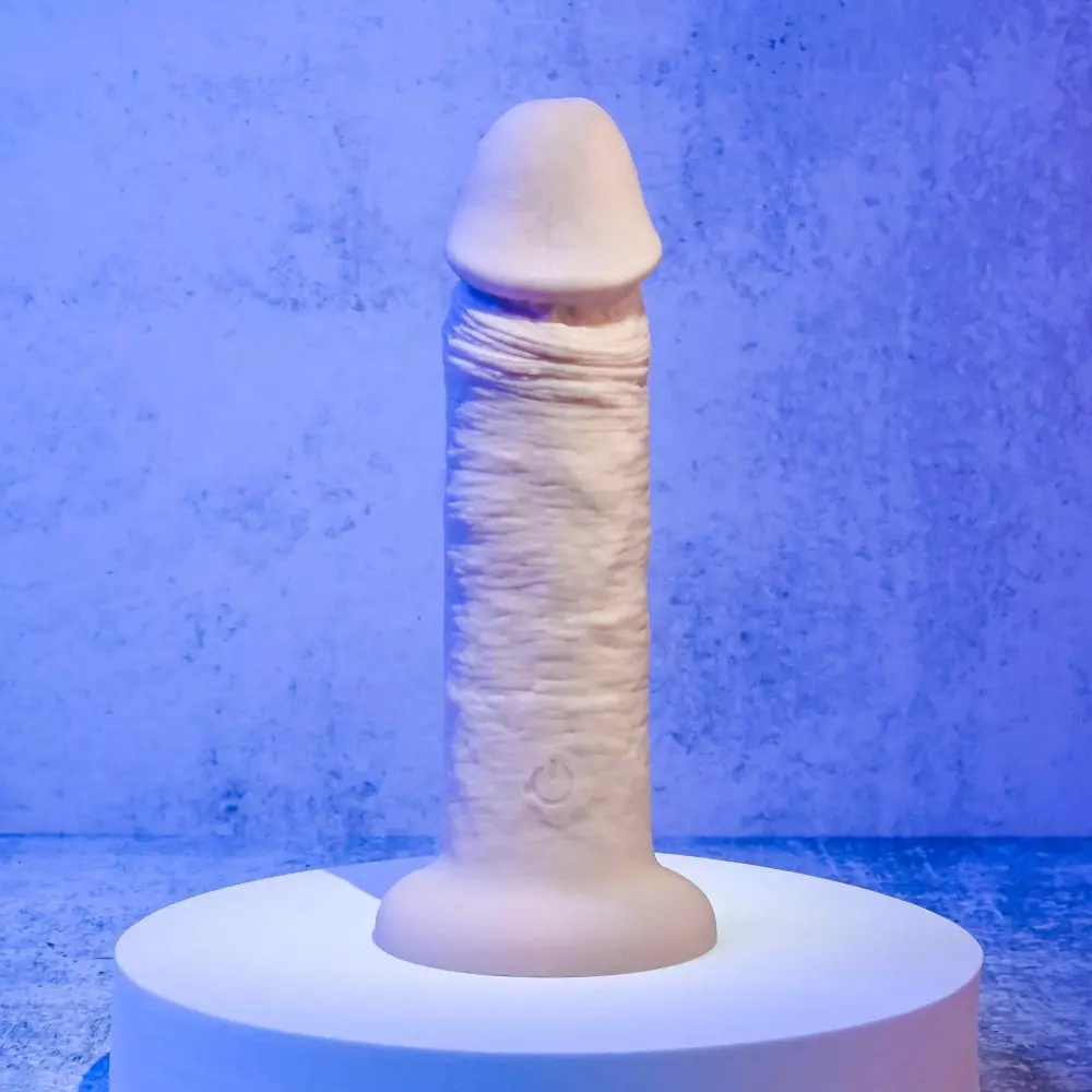 Evolved 6" Girthy Vibrating Silicone Rechargeable Dong In Flesh